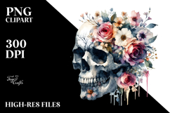 Vivid Flower Skull PNG Product Image 2