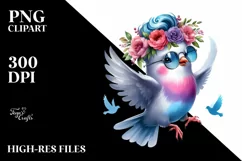Proud Jumping Dove Watercolor PNG Product Image 1