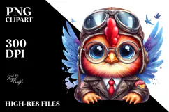 Crazy-Eyed Baby Rooster with Aviator Suit, Transparent PNG Product Image 2