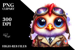 Crazy-Eyed Baby Rooster with Aviator Suit, Transparent PNG Product Image 2