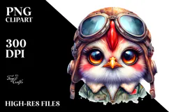 Crazy-Eyed Baby Rooster with Aviator Suit, Transparent PNG Product Image 2