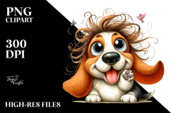 Cute Basset Hound Cartoon PNG Product Image 2