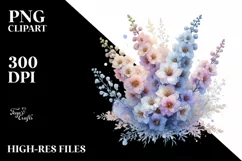Glossy Transparent Pastel Delphinium, PNG Product Image 1