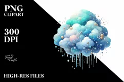 Colorful Cyan Watercolor Cloud | Clipart Product Image 3