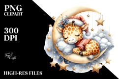 Cute Giraffe Dressed for Summer Moon Clipart Product Image 2
