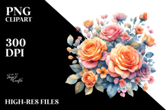 Colorful Orange Roses PNG Product Image 2