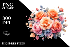 Colorful Orange Roses PNG Product Image 2