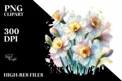 Glossy Transparent Pastel Narcissus, PNG Product Image 3