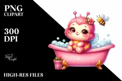 Sitting Bathtub Baby Bee PNG Product Image 2