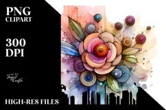 Abstract Wooden Stained Ranunculus | Sublimation | Clipart Product Image 1