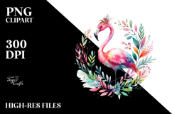 Vivid Flamingo Watercolor Art | Clipart Product Image 2