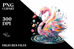 Lively Flamingo Watercolor Illustration | Clipart Product Image 3