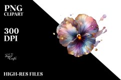 Shiny Abstract Pansy with Golden Insertions | Clipart Product Image 1