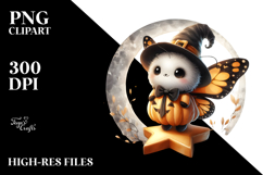 Cute Baby Butterfly on Halloween Star PNG Product Image 2