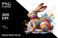 Colorful Bunny Wood PNG Product Image 2