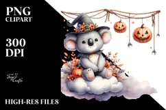 Koala Dressed for Halloween on Cloud, High-Res PNG Product Image 2