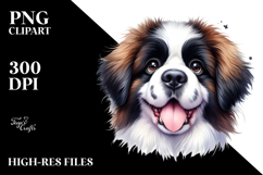 Happy Saint Bernard, Watercolor PNG Product Image 2