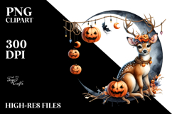 Deer Dressed for Halloween on Half Moon PNG Product Image 2