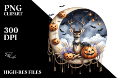 Deer Dressed for Halloween on Half Moon, High-Res PNG Product Image 2