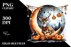 Deer Dressed for Halloween on Half Moon, High-Res PNG Product Image 2