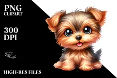 Watercolor Baby Yorkshire Terrier PNG Product Image 2