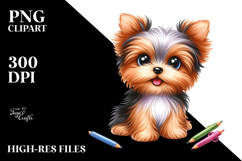 Watercolor Baby Yorkshire Terrier PNG Product Image 2