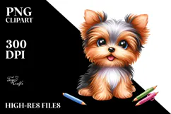 Watercolor Baby Yorkshire Terrier PNG Product Image 2