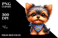 Watercolor Baby Yorkshire Terrier PNG Product Image 2