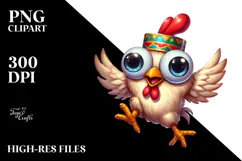 Exaggerated Chicken with Cross-Eyed Expression PNG Product Image 2