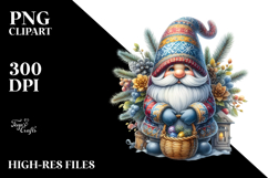Vibrant Winter Gnome Watercolor PNG Product Image 2