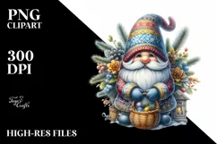Vibrant Winter Gnome Watercolor PNG Product Image 3