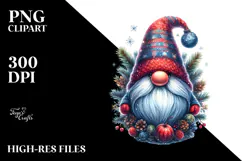 Vibrant Winter Gnome Watercolor PNG Product Image 2