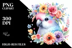 Watercolor Parrot Flower Crown | Clipart Product Image 1