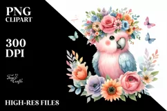 Watercolor Parrot Flower Crown | Clipart Product Image 1