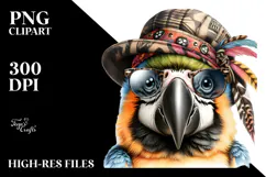 Energetic Baby Macaw with Punk Look PNG Product Image 2