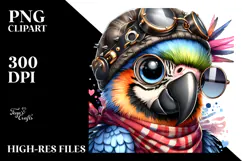 Energetic Baby Macaw with Punk Look PNG Product Image 2