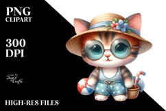 Digital Watercolor Cute Baby Cat PNG Product Image 2