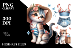 Digital Watercolor Cute Baby Cat PNG Product Image 2