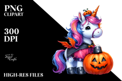 Colorful Unicorn Halloween Pumpkin Clipart Product Image 2