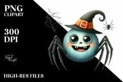 Funny Watercolor Haloween WIMSICAL Spider Clipart Product Image 3