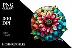 Shiny Round Zinnia Stained | Sublimation | Clipart Product Image 3