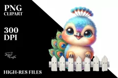 Colorful Cute Baby Peacock | Sublimation | Clipart Product Image 1