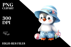 Digital Baby Penguin, Wearing Beachwear PNG Product Image 2