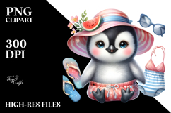 Digital Watercolor Cute Baby Penguin PNG Product Image 2