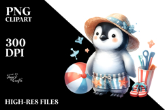 Digital Watercolor Cute Baby Penguin PNG Product Image 2
