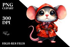 Playful Raincoat Mouse Watercolor | Clipart Product Image 2