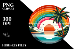 Retro Tropical Rainbow Sunset PNG Product Image 2