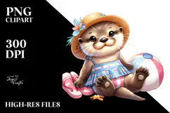 Digital Watercolor with Cute Baby Otter, Transparent PNG Product Image 2