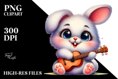 Goofy Cute Rabbit Tiny Guitar PNG Product Image 2