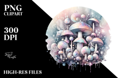 Pastel Glossy Mushroom Watercolor Splash PNG Product Image 2